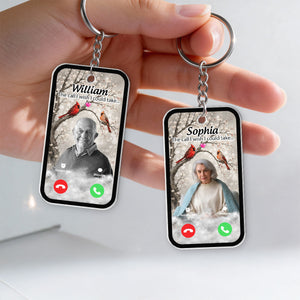 Personalized "The Call I Wish I Could Take" Cardinal Keychain – Memorial Sympathy Keepsake With Photo