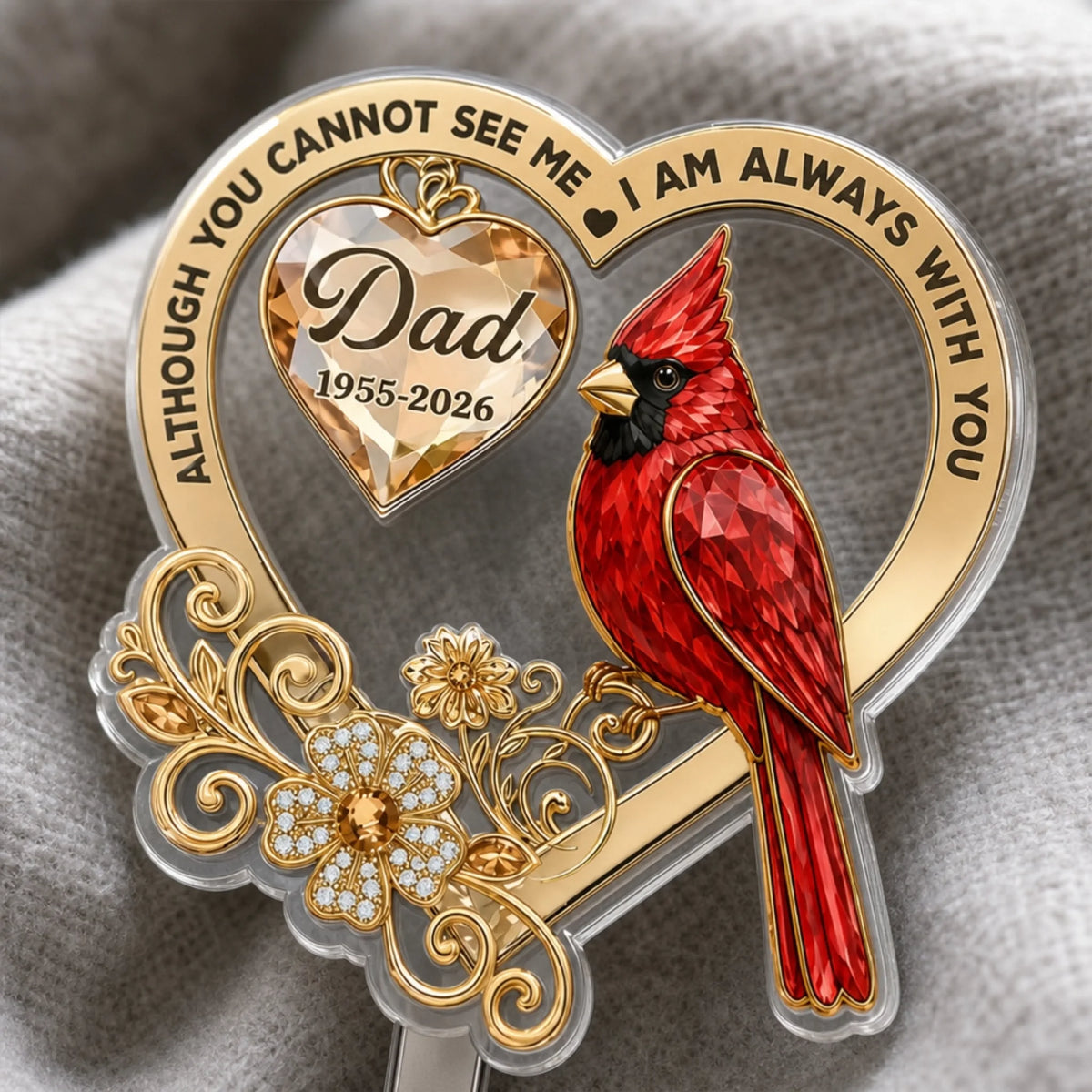 "Always In Our Heart" – Custom Photo Acrylic Badge Reel | Memorial Sympathy Gift For Loss Of Mom, Dad & Loved Ones