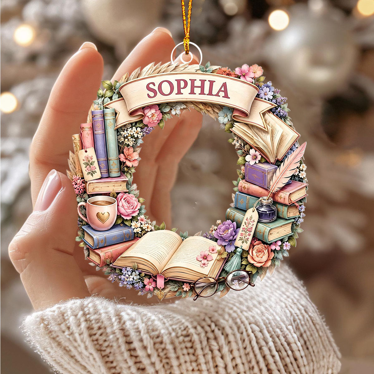 "Reading Is A Journey" – Personalized Christmas Acrylic Hanging Ornament | Gift For Book Lovers