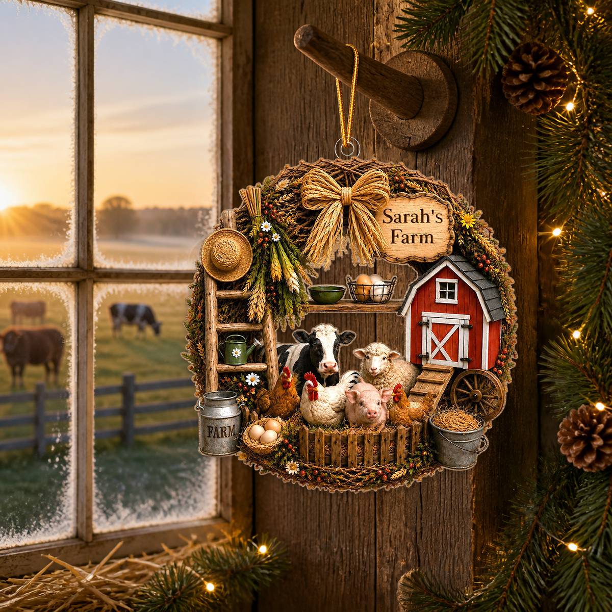 "My Farm" – Personalized Christmas Acrylic Hanging Ornament | Gift For Farmers & Farm Lovers