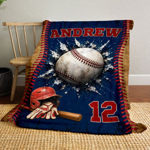 Baseball Player Gift For Son – Personalized Senior Night Baseball Blanket & Team Keepsake