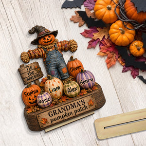 "Grandma's Pumpkin Patch" Scarecrow Wooden Plaque Halloween Fall Decor For Her