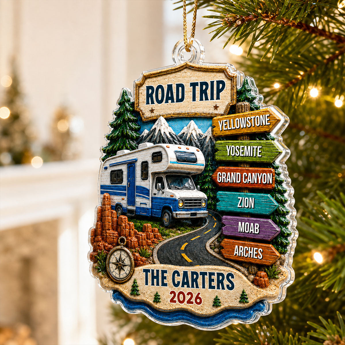 Personalized "Road Trip Adventure" Ornament – Vacation Gift For Couples & Families