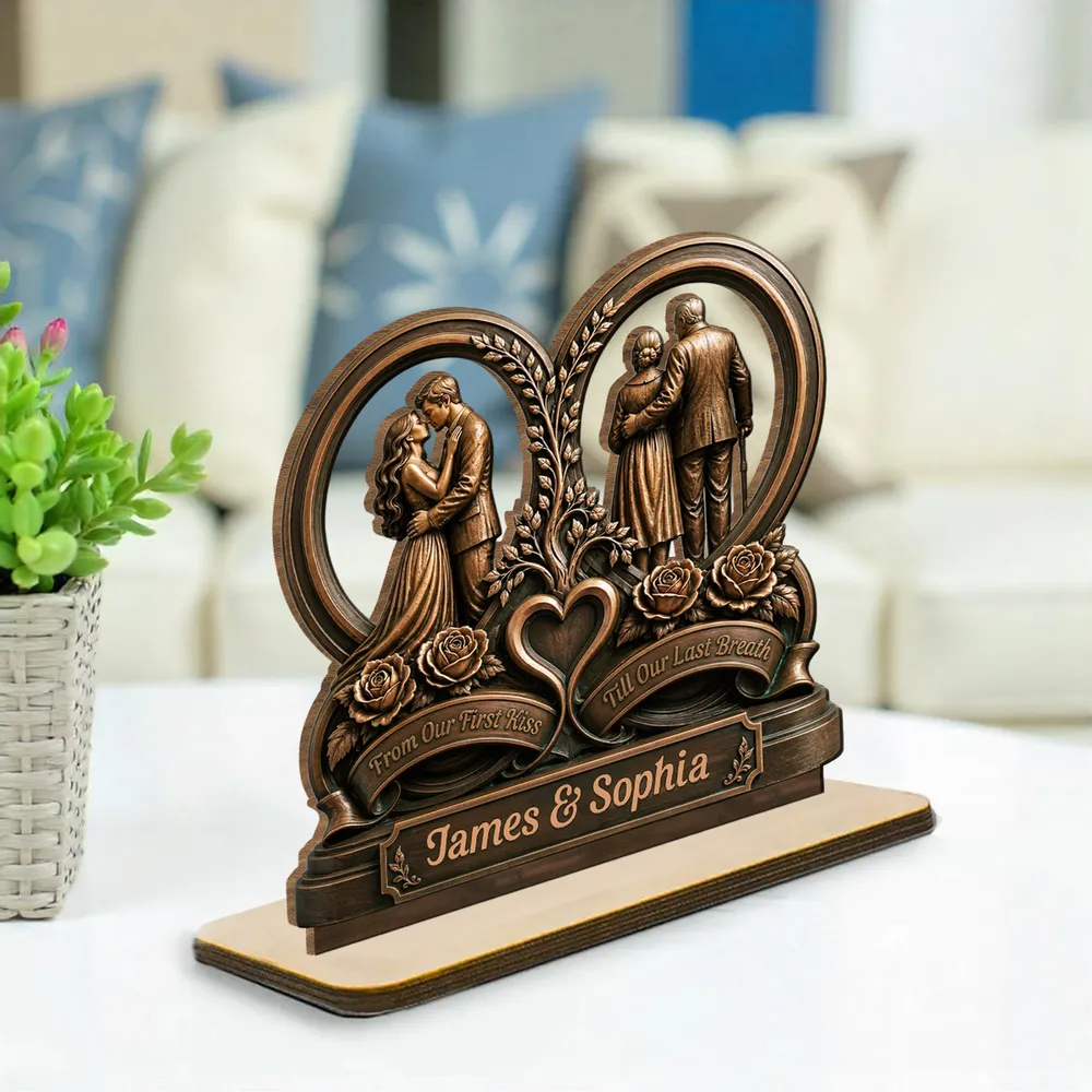 "Love You Then, Love You Now" – Personalized Wood Plaque | Gift For Couples