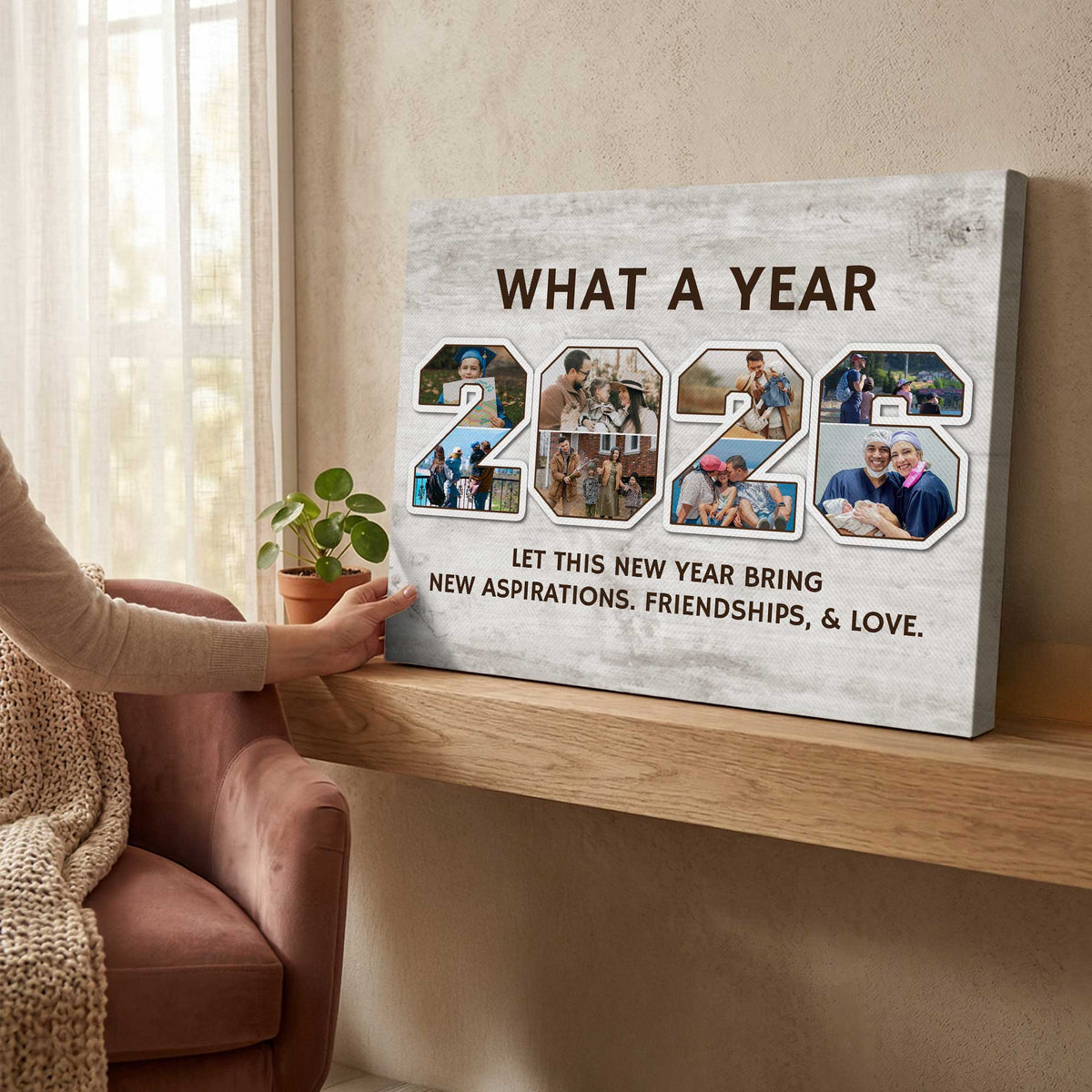 Personalized 2026 Year In Review Photo Collage Canvas – Custom Family Memory Wall Art | Christmas Gift For Families