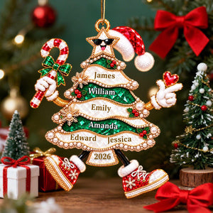 Golden Pearl Funny Family Christmas Tree Personalized Ornament