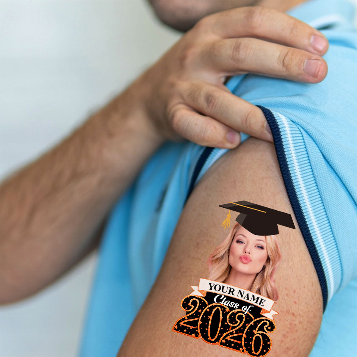 Class Of 2026, Custom Photo And Name Temporary Tattoo,Personalized Fake Tattoo, Graduation Gift