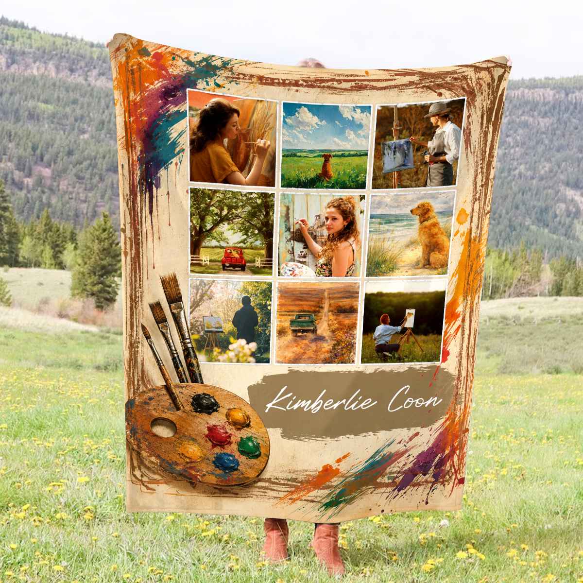 Custom Artist Portfolio Blanket – Personalized Painter Gift | Fine Art Throw For Art Lovers