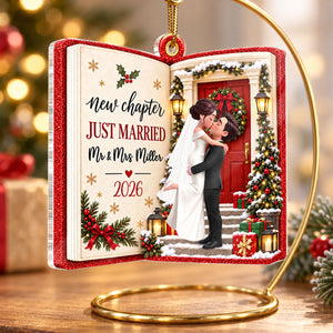 "Just Married – New Chapter, New Memories" – Personalized Acrylic Ornament | Christmas Tree Keepsake For Couples