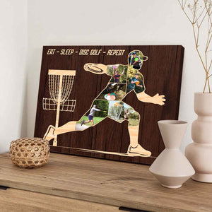 Personalized Disc Golf Photo Collage Canvas – Custom Gift For Disc Golfers & Father's Day