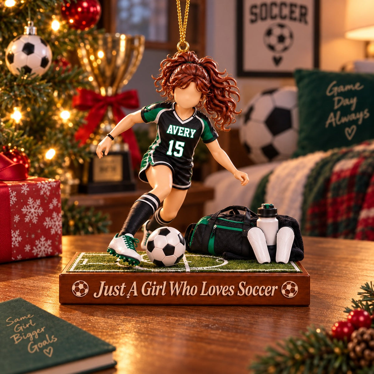 Just a Girl Who Loves Soccer - Personalized Soccer Girl Christmas Ornament, Girls Soccer Player Gift