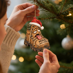 Personalized “I Need a Break” Hiking Boot Christmas Ornament,Funny Gift for Hiking Lovers