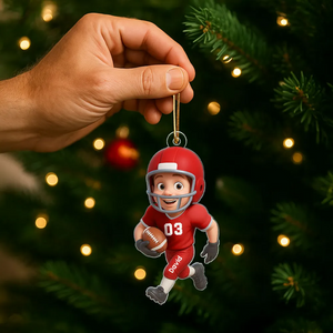 Football Player Personalized Flat Acrylic Ornament, Christmas Gift for Son, Grandson