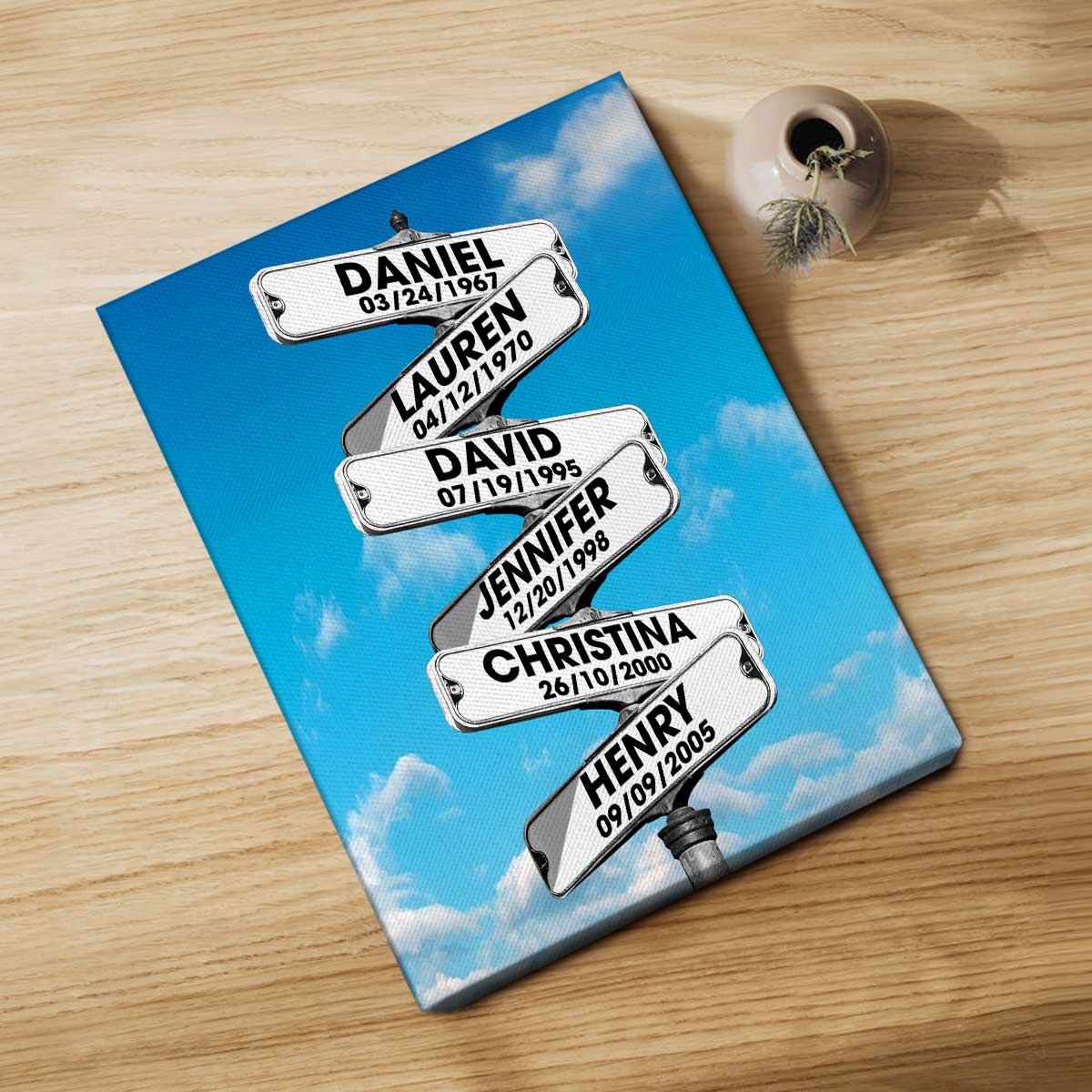 Father's Day Gift For Dad & Grandpa – Personalized Blended Family Names Street Sign Canvas Print