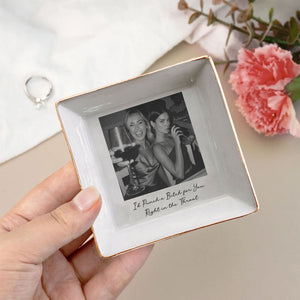 Custom Bestie Photo Trinket Tray – Personalized Jewelry Dish For Best Friend Friendship Gift