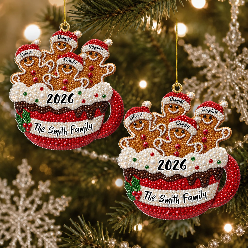 "Gingerbread Family Christmas" – Personalized Acrylic Ornament | Holiday Keepsake For Families