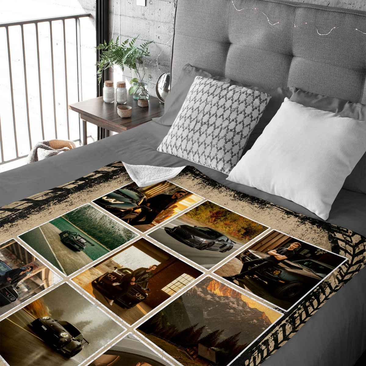 Personalized Car Photo Blanket | Custom Collage Blanket, Gift For Car Lovers, Classic Car Fans & Auto Racing Enthusiasts
