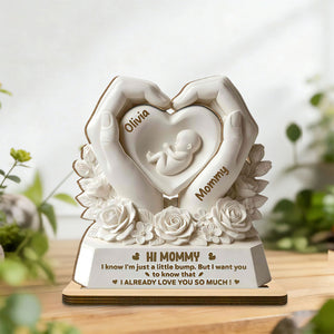 Personalized "Hi Mommy, Little Bump" Wood Plaque – Gift For Expecting Moms