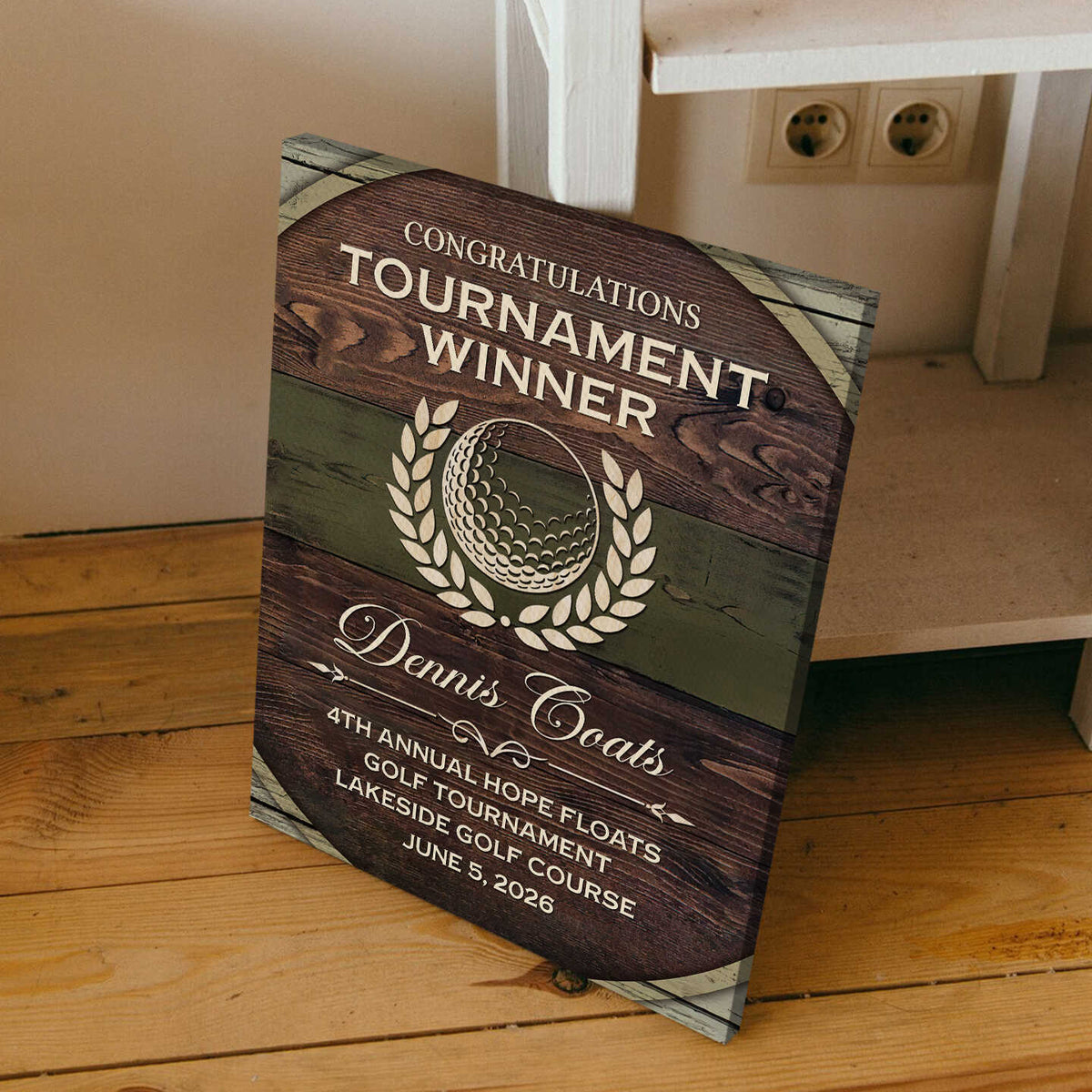 Personalized Golf Tournament Award Plaque Canvas – Custom Winner Wall Art | Golfer Award Sign For Country Club Decor & Gifts