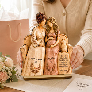 "Watching You Be A Mom, My Daughter" – Personalized Wooden Plaque | Gift For New Mom & Daughter