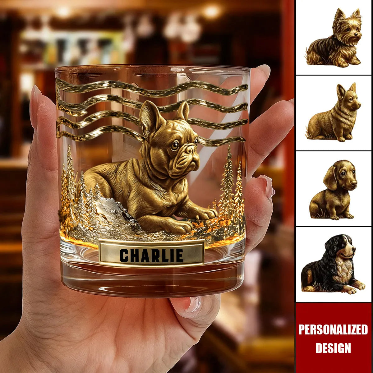 Personalized Whiskey Glass With Dog Design – A Unique Gift For Dog Lovers And Whiskey Drinkers