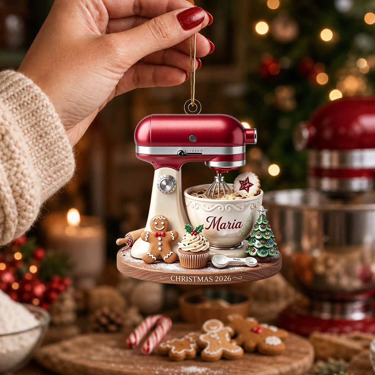 Personalized Stand Mixer Christmas Ornament, Custom Baker Gift, Acrylic Baking Decor
