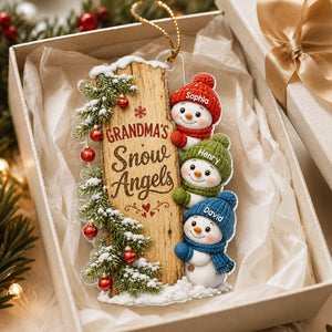 "Grandma's Snow Angels" – Personalized Acrylic Ornament | Christmas Gift For Grandma