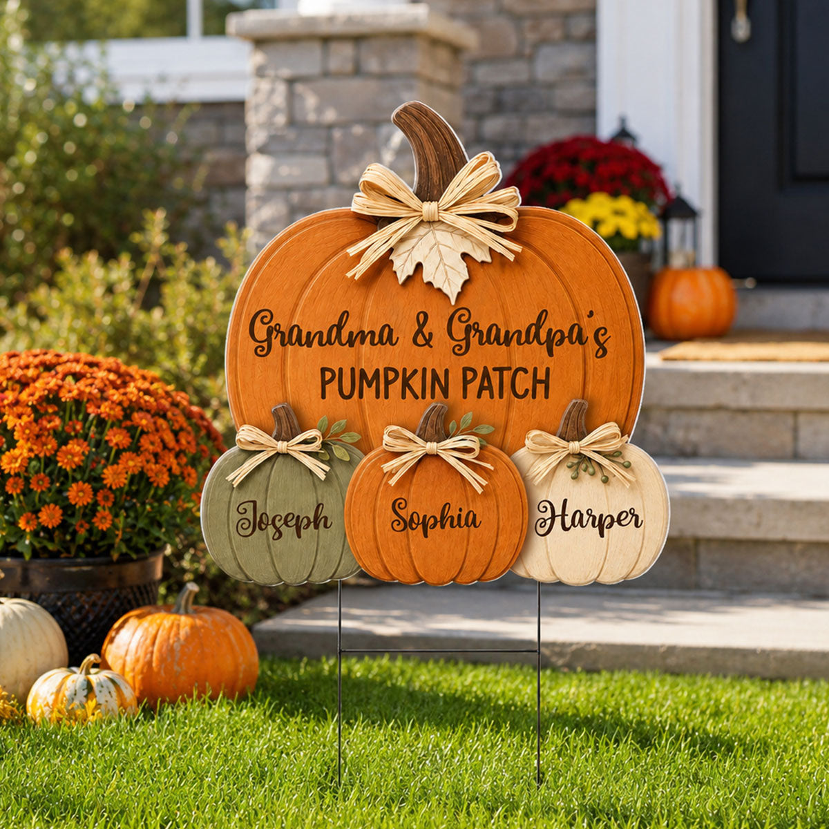 "Grandma & Grandpa's Pumpkin Patch" – Cozy Rustic Fall Yard Sign | Personalized Fall Decor For Grandparents
