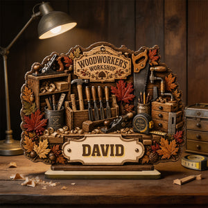 Woodworker's Workshop Personalized Wooden Plaque,Gift for Man