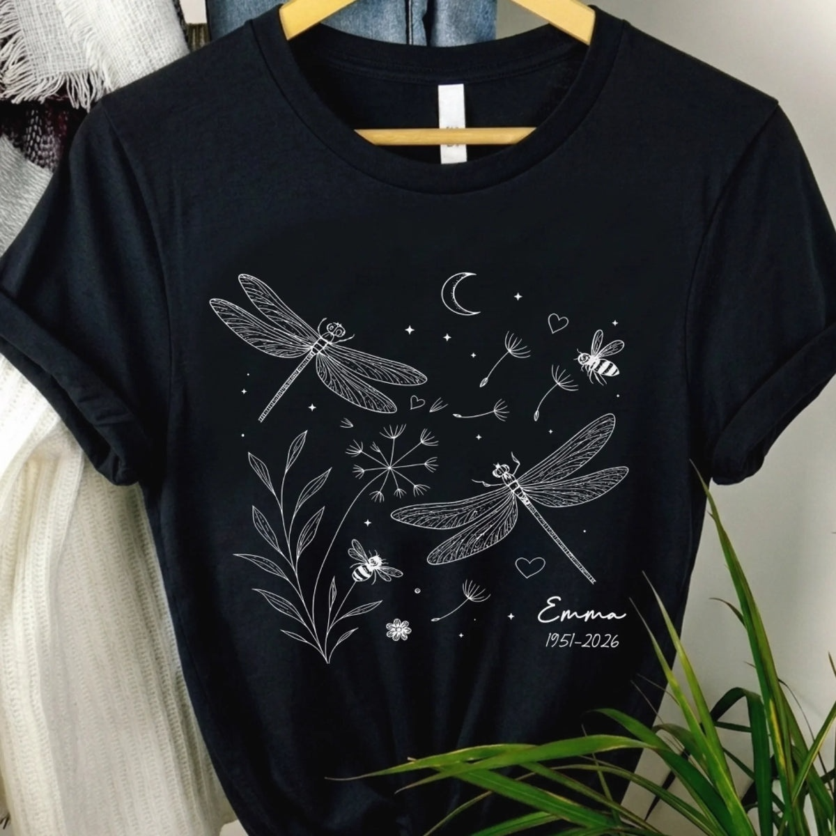 "Dragonfly Kisses From Heaven" – Personalized Memorial T-Shirt | In Loving Memory Gift For Loss Of Loved One