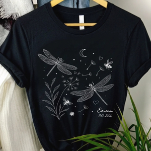 "Dragonfly Kisses From Heaven" – Personalized Memorial T-Shirt | In Loving Memory Gift For Loss Of Loved One