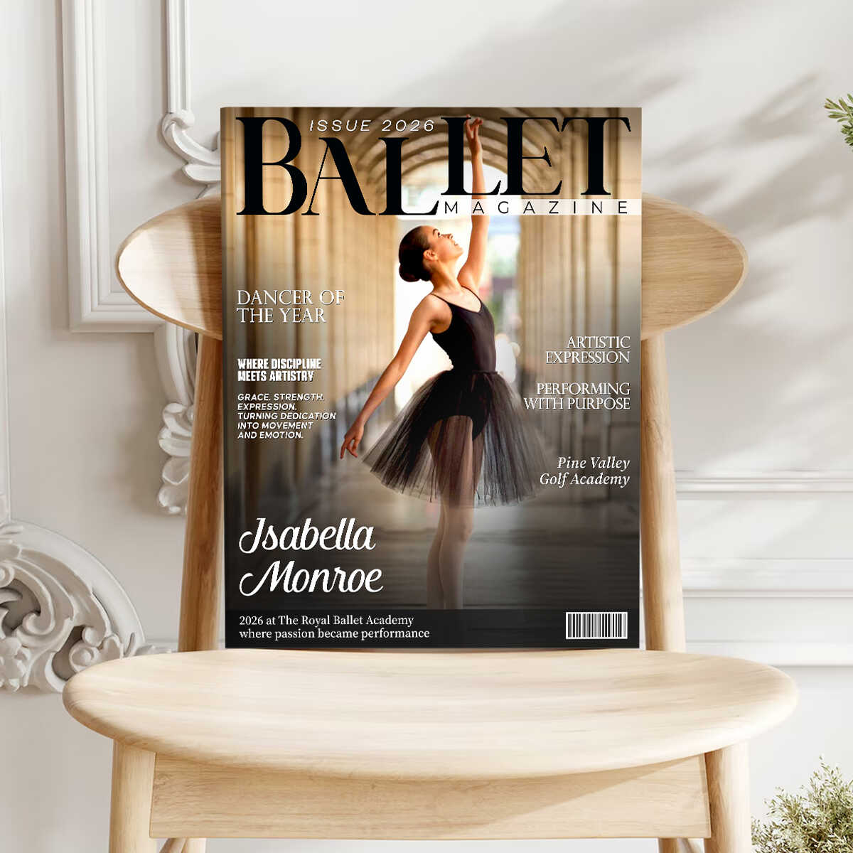 Ballet Dancer Magazine Cover Canvas, Personalized Dance Gift For Ballet Dancers