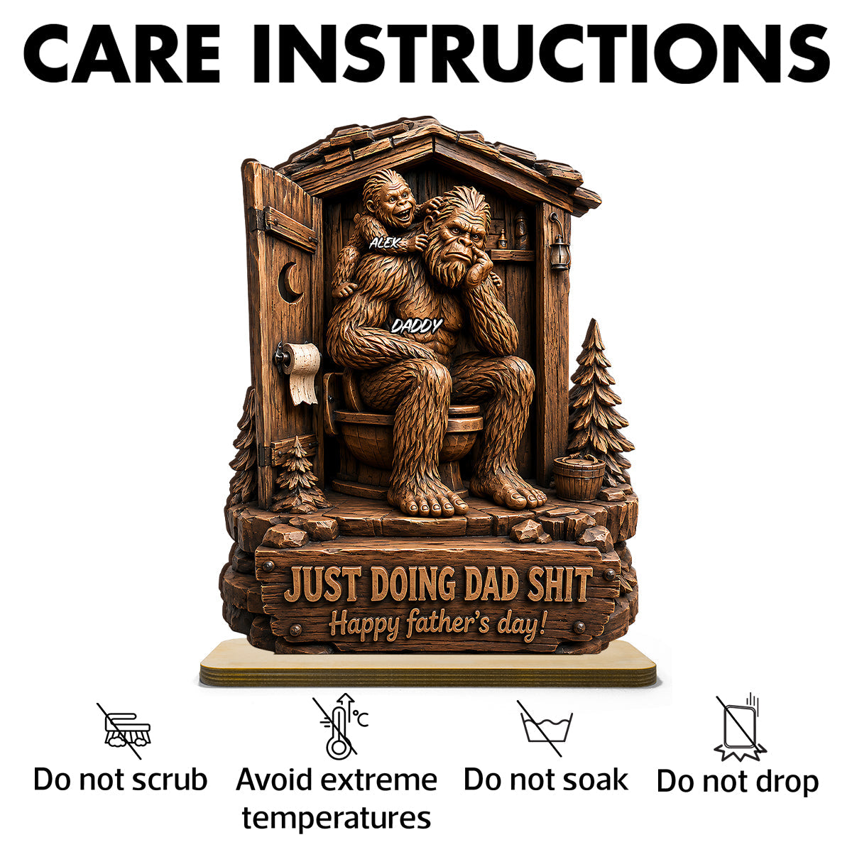 Father's Day Gift For Dad & Husband – Personalized "Just Doing Dad Sh*t" Wooden Plaque