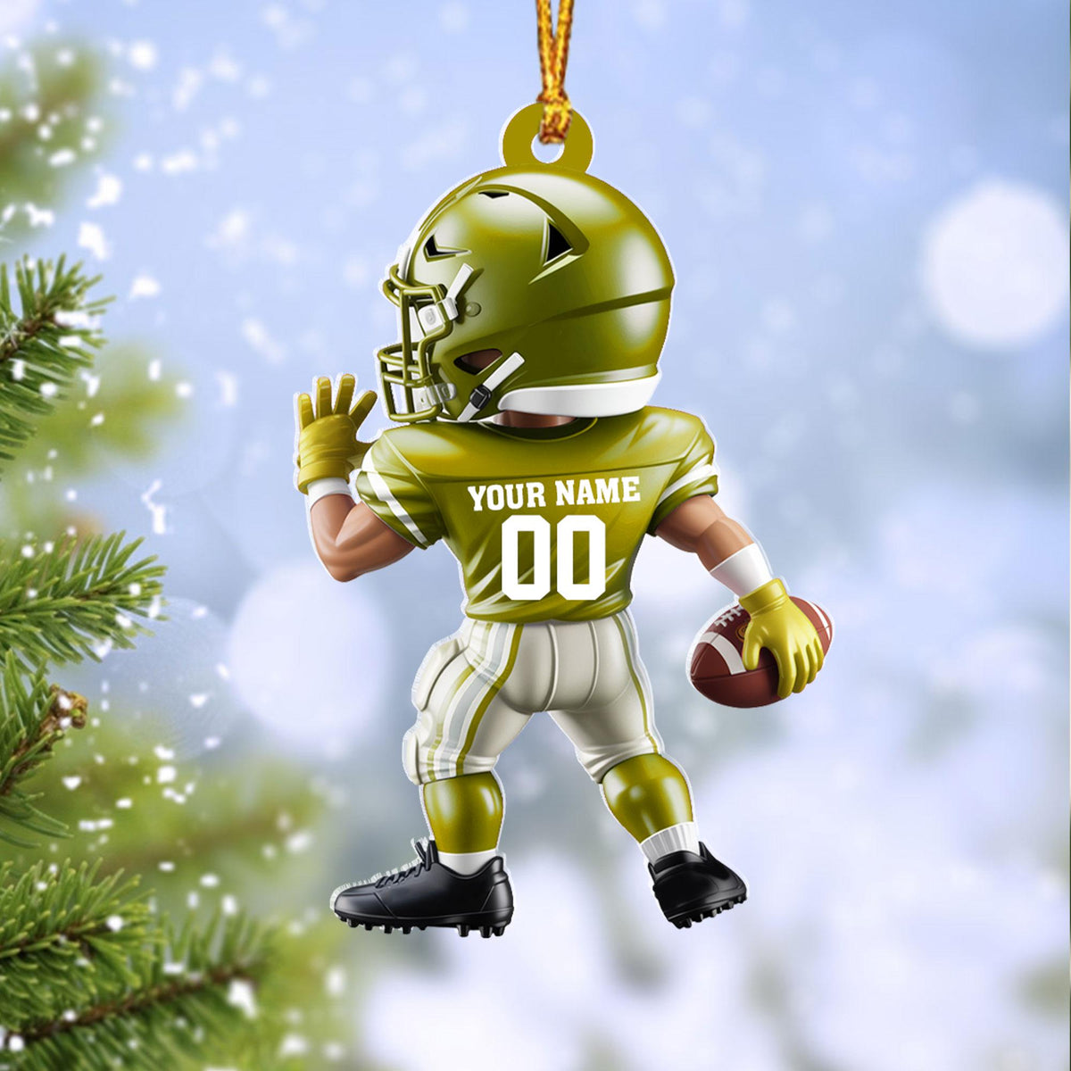 Personalized American Football Christmas Ornament: Custom Player Uniform Acrylic Ornament