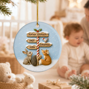 Personalized "Baby's First Christmas" North Pole Ornament – Ceramic Keepsake For Baby's 1st Christmas