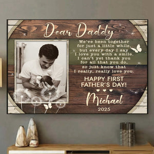 Personalized First Father’s Day Photo Canvas Poster,Custom 1st Father’s Day Poem Gift from Baby