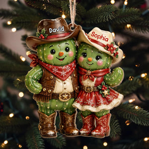 Our First Christmas Together – Personalized Cowboy Couple Wooden Ornament | Custom Keepsake Gift For Couples