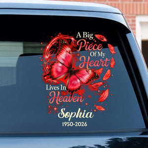 "A Big Piece Of My Heart Lives In Heaven" – Butterfly Personalized Decal | Memorial Gift For Loss Of Loved One