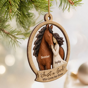 "Girl Loves Horse" – Personalized Wooden Ornament | Keepsake Gift For Horse Lovers