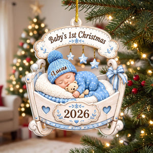 "Baby's First Christmas 2026" – Personalized Acrylic Ornament | Custom Name Keepsake For Newborn Baby Gift