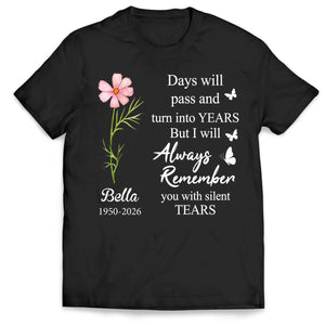 Personalized "Always Remember You" Memorial T-Shirt – Birth Flower Sympathy Gift For Loss Of Loved One