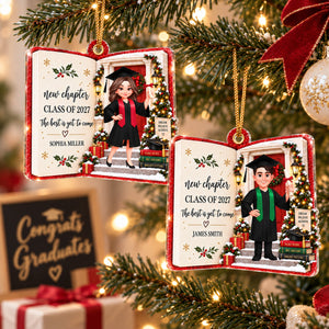 "New Chapter, New Adventures" – Custom Graduate Acrylic Ornament | Personalized Graduation Keepsake