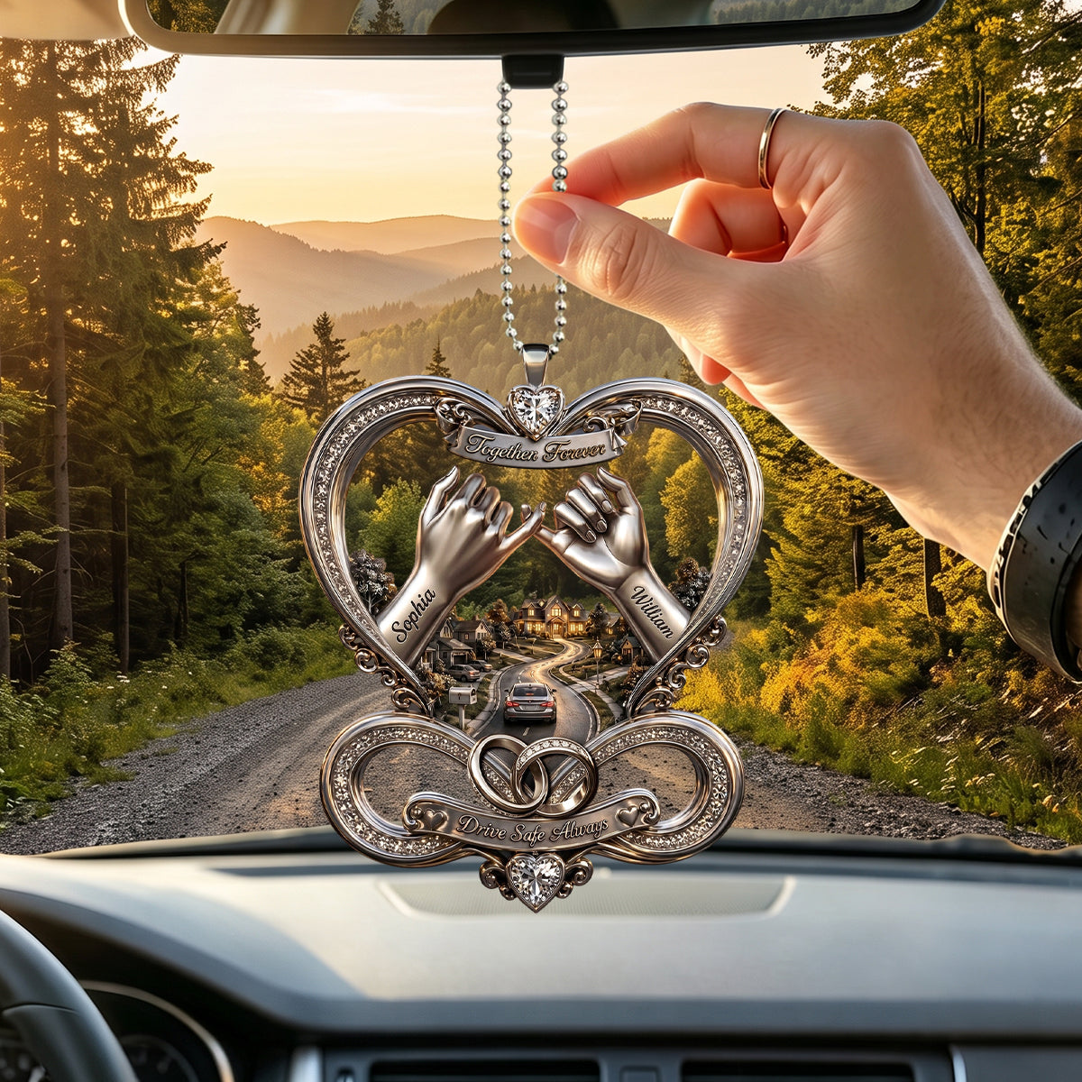 Infinity Love Car Ornament - Personalized Gifts For Couple