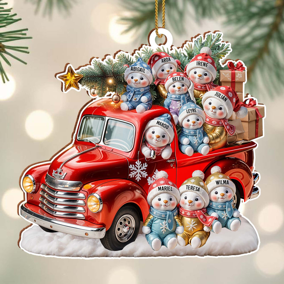 Wishing You A Merry Christmas - Family Personalized Custom Wood Ornament