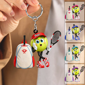Surprised Tennis Ball Mascot Personalized Male & Female Tennis Keychain