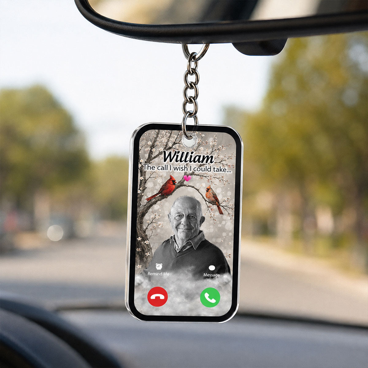 Personalized "The Call I Wish I Could Take" Cardinal Keychain – Memorial Sympathy Keepsake With Photo