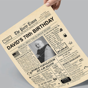 Happy Birthday! - Personalized Photo 40th 50th 60th 70th Birthday Newspaper Poster