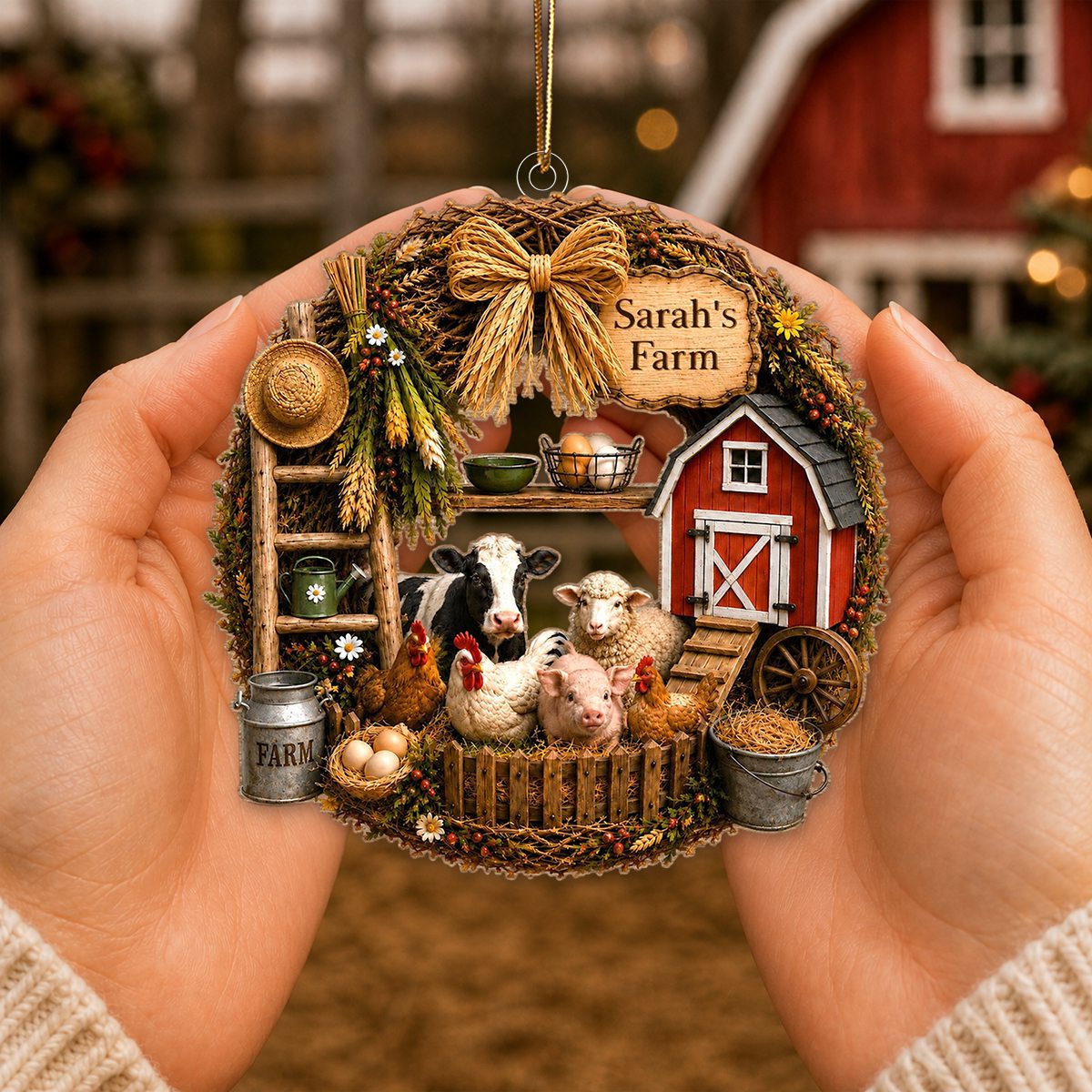 "My Farm" – Personalized Christmas Acrylic Hanging Ornament | Gift For Farmers & Farm Lovers