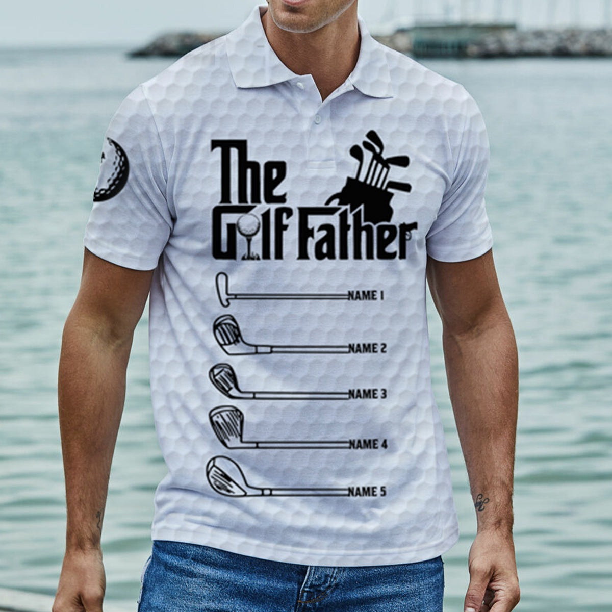 The Golf Father Grandfather - Best Dad By Par - Personalized Polo Shirt