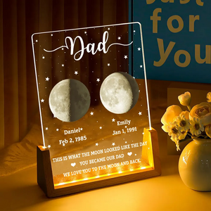 Personalized "This Is What The Moon Looked Like" Plaque – Walnut Base | Sentimental Gift